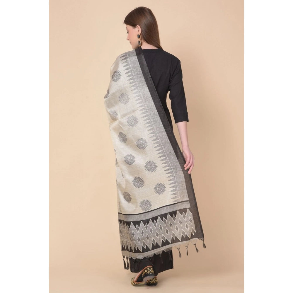 pkrkart Women's Art Silk Printed Dupatta (Black, Length: 2.25 to 2.50 Mtr)