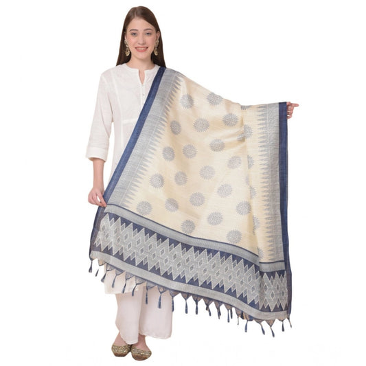 pkrkart Women's Art Silk Printed Dupatta (Blue, Length: 2.25 to 2.50 Mtr)