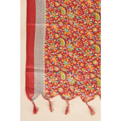 pkrkart Women's Art Silk Printed Dupatta (Red, Length: 2.25 to 2.50 Mtr)