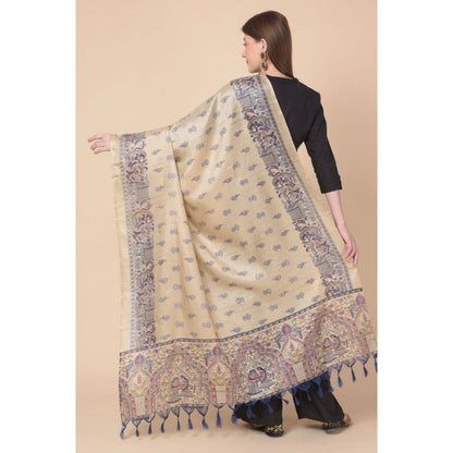 pkrkart Women's Art Silk Printed Dupatta (Gold, Length: 2.25 to 2.50 Mtr)