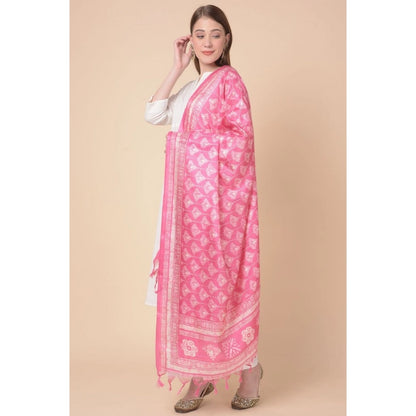 pkrkart Women's Art Silk Printed Dupatta (Pink, Length: 2.25 to 2.50 Mtr)