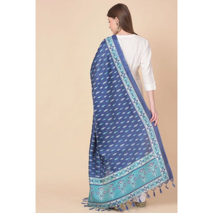 pkrkart Women's Art Silk Printed Dupatta (Blue, Length: 2.25 to 2.50 Mtr)