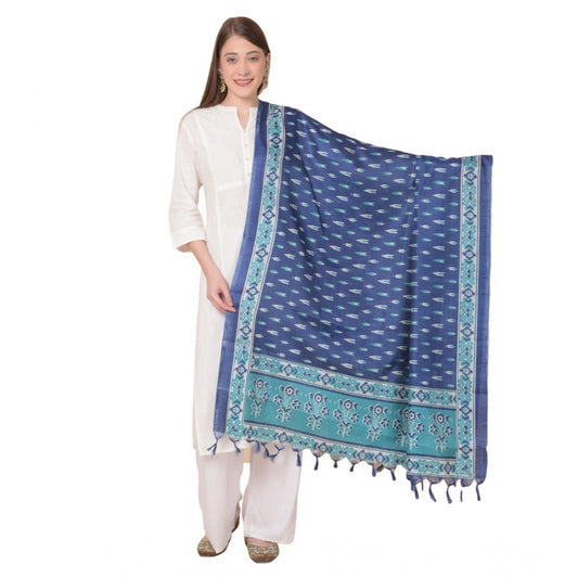 pkrkart Women's Art Silk Printed Dupatta (Blue, Length: 2.25 to 2.50 Mtr)
