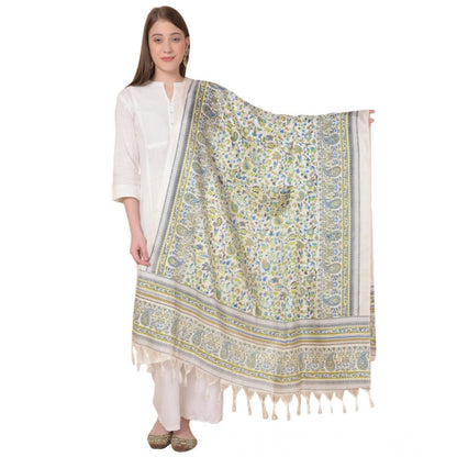 pkrkart Women's Art Silk Printed Dupatta (Grey, Length: 2.25 to 2.50 Mtr)