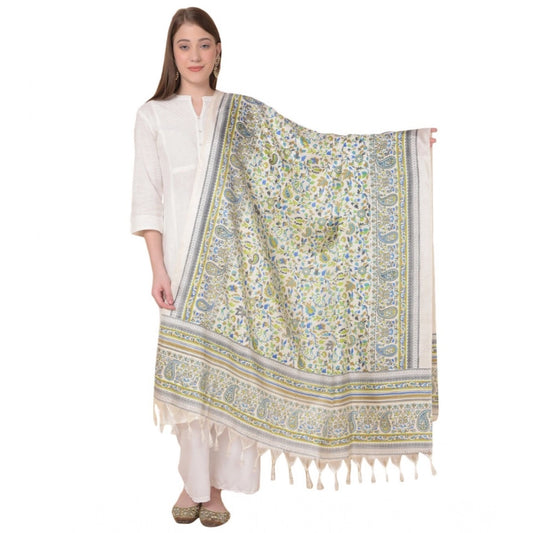 pkrkart Women's Art Silk Printed Dupatta (Grey, Length: 2.25 to 2.50 Mtr)