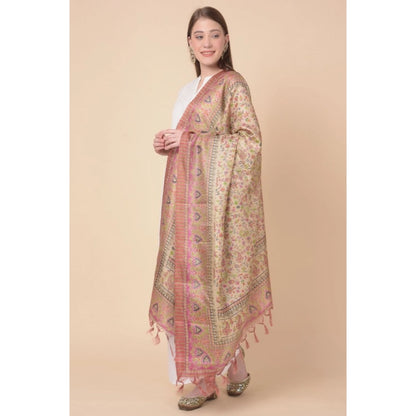 pkrkart Women's Art Silk Printed Dupatta (Pink, Length: 2.25 to 2.50 Mtr)