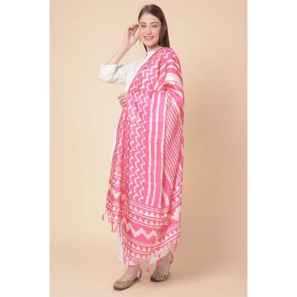 pkrkart Women's Art Silk Printed Dupatta (Pink, Length: 2.25 to 2.50 Mtr)