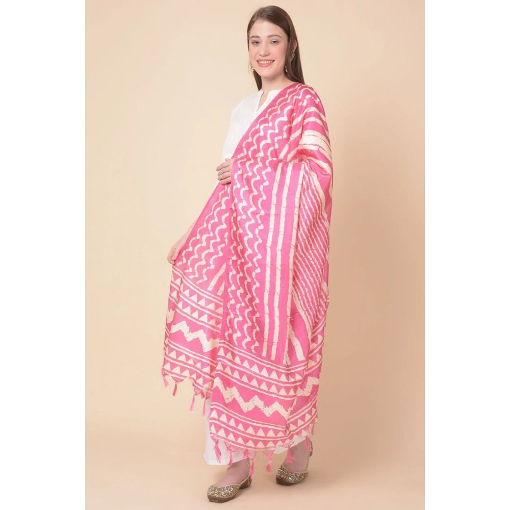 pkrkart Women's Art Silk Printed Dupatta (Pink, Length: 2.25 to 2.50 Mtr)