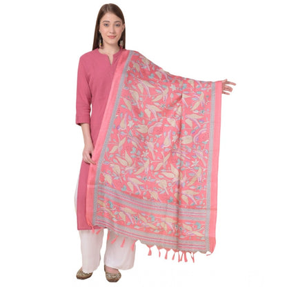 pkrkart Women's Art Silk Printed Dupatta (Pink, Length: 2.25 to 2.50 Mtr)