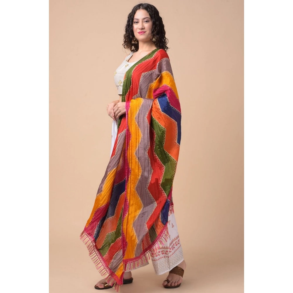 pkrkart Women's Chanderi Printed Dupatta (Multicolor, Length: 2.25 to 2.50 Mtr)