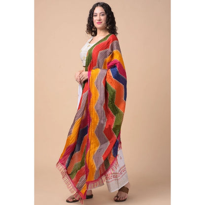 pkrkart Women's Chanderi Printed Dupatta (Multicolor, Length: 2.25 to 2.50 Mtr)