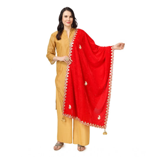 pkrkart Women's Velvet Gotta Patti Dupatta (Red, Length: 2.25 to 2.50 Mtr)