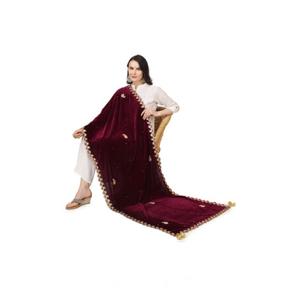pkrkart Women's Velvet Gotta Patti Dupatta (Purple, Length: 2.25 to 2.50 Mtr)