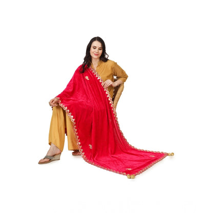 pkrkart Women's Velvet Gotta Patti Dupatta (Pink, Length: 2.25 to 2.50 Mtr)