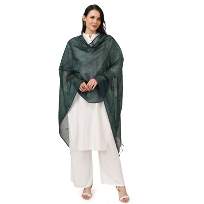pkrkart Women's Cotton Embroidered Dupatta (Green, Length: 2.25 to 2.50 Mtr)