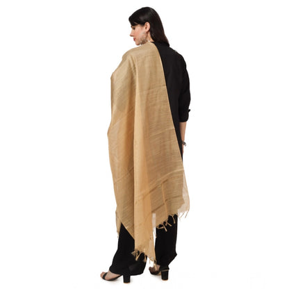 pkrkart Women's Chanderi Solid Dupatta (Gold, Length: 2.25 to 2.50 Mtr)