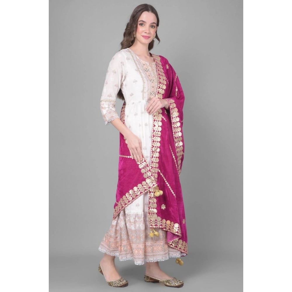 pkrkart Women's Velvet Gotta Patti Dupatta (Purple, Length: 2.25 to 2.50 Mtr)