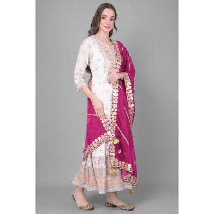 pkrkart Women's Velvet Gotta Patti Dupatta (Purple, Length: 2.25 to 2.50 Mtr)