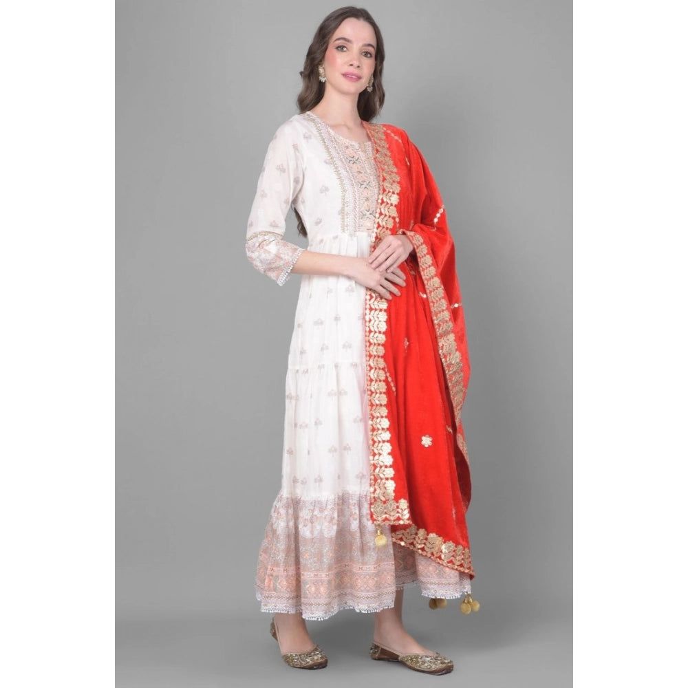 pkrkart Women's Velvet Gotta Patti Dupatta (Red, Length: 2.25 to 2.50 Mtr)