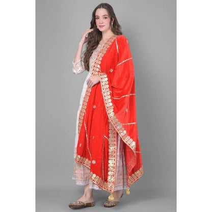 pkrkart Women's Velvet Gotta Patti Dupatta (Red, Length: 2.25 to 2.50 Mtr)
