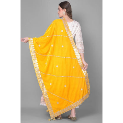 pkrkart Women's Velvet Gotta Patti Dupatta (Yellow, Length: 2.25 to 2.50 Mtr)
