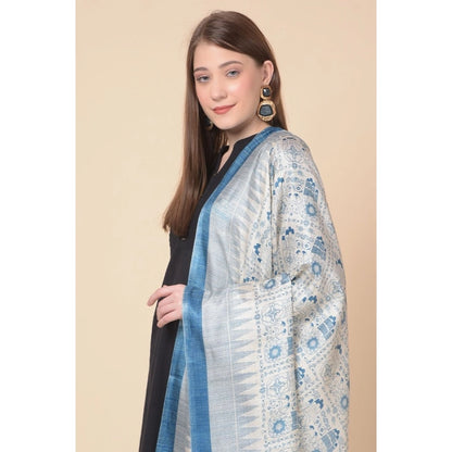 pkrkart Women's Art Silk Printed Dupatta (Turquoise, Length: 2.25 to 2.50 Mtr)