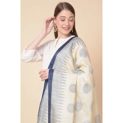 pkrkart Women's Art Silk Printed Dupatta (Blue, Length: 2.25 to 2.50 Mtr)