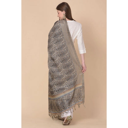 pkrkart Women's Art Silk Printed Dupatta (Grey, Length: 2.25 to 2.50 Mtr)