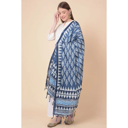 pkrkart Women's Art Silk Printed Dupatta (Blue, Length: 2.25 to 2.50 Mtr)