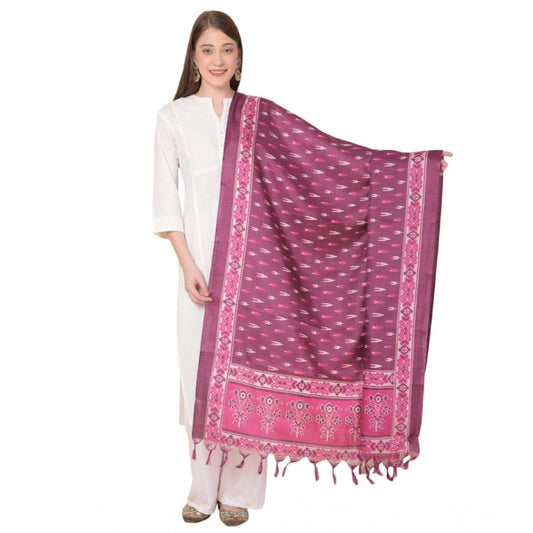pkrkart Women's Art Silk Printed Dupatta (Purple, Length: 2.25 to 2.50 Mtr)