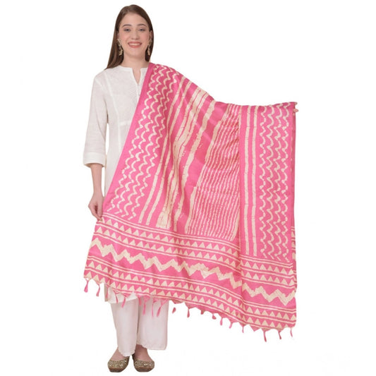 pkrkart Women's Art Silk Printed Dupatta (Pink, Length: 2.25 to 2.50 Mtr)