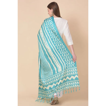 pkrkart Women's Art Silk Printed Dupatta (Turquoise, Length: 2.25 to 2.50 Mtr)