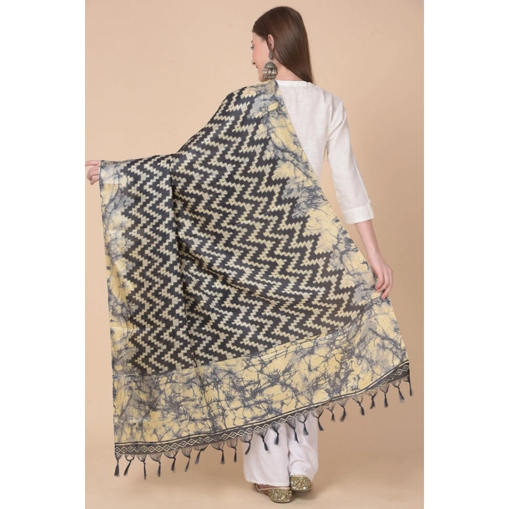 pkrkart Women's Art Silk Printed Dupatta (Black, Length: 2.25 to 2.50 Mtr)