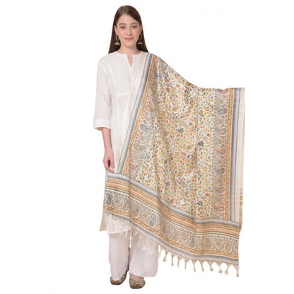 pkrkart Women's Art Silk Printed Dupatta (White, Length: 2.25 to 2.50 Mtr)