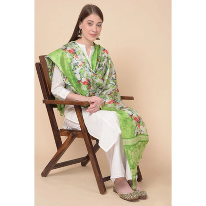 pkrkart Women's Art Silk Printed Dupatta (Light Green, Length: 2.25 to 2.50 Mtr)
