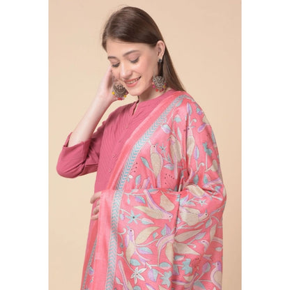 pkrkart Women's Art Silk Printed Dupatta (Pink, Length: 2.25 to 2.50 Mtr)