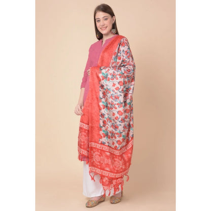 pkrkart Women's Art Silk Printed Dupatta (Red, Length: 2.25 to 2.50 Mtr)