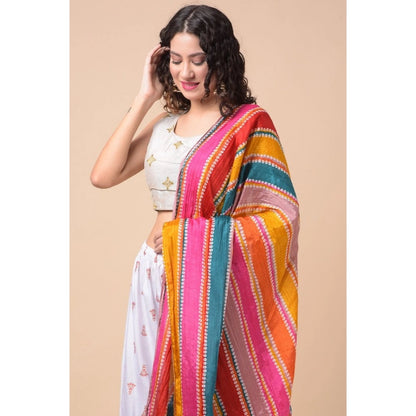 pkrkart Women's Chanderi Printed Dupatta (Multicolor, Length: 2.25 to 2.50 Mtr)