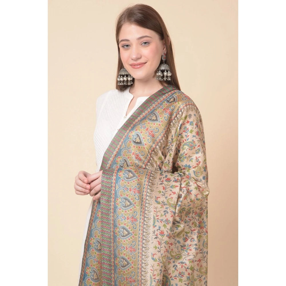 pkrkart Women's Art Silk Printed Dupatta (Light Brown, Length: 2.25 to 2.50 Mtr)