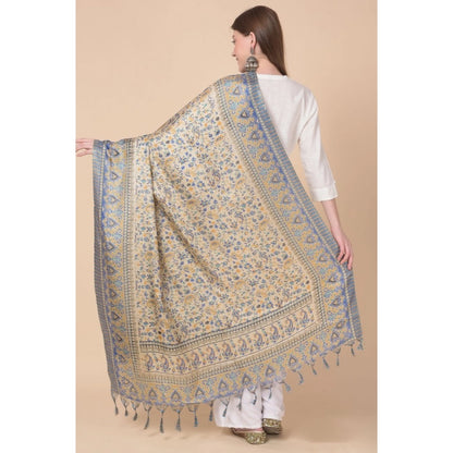 pkrkart Women's Art Silk Printed Dupatta (Grey, Length: 2.25 to 2.50 Mtr)