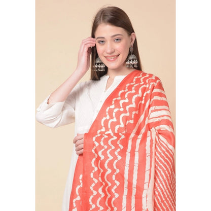 pkrkart Women's Art Silk Printed Dupatta (Orange, Length: 2.25 to 2.50 Mtr)