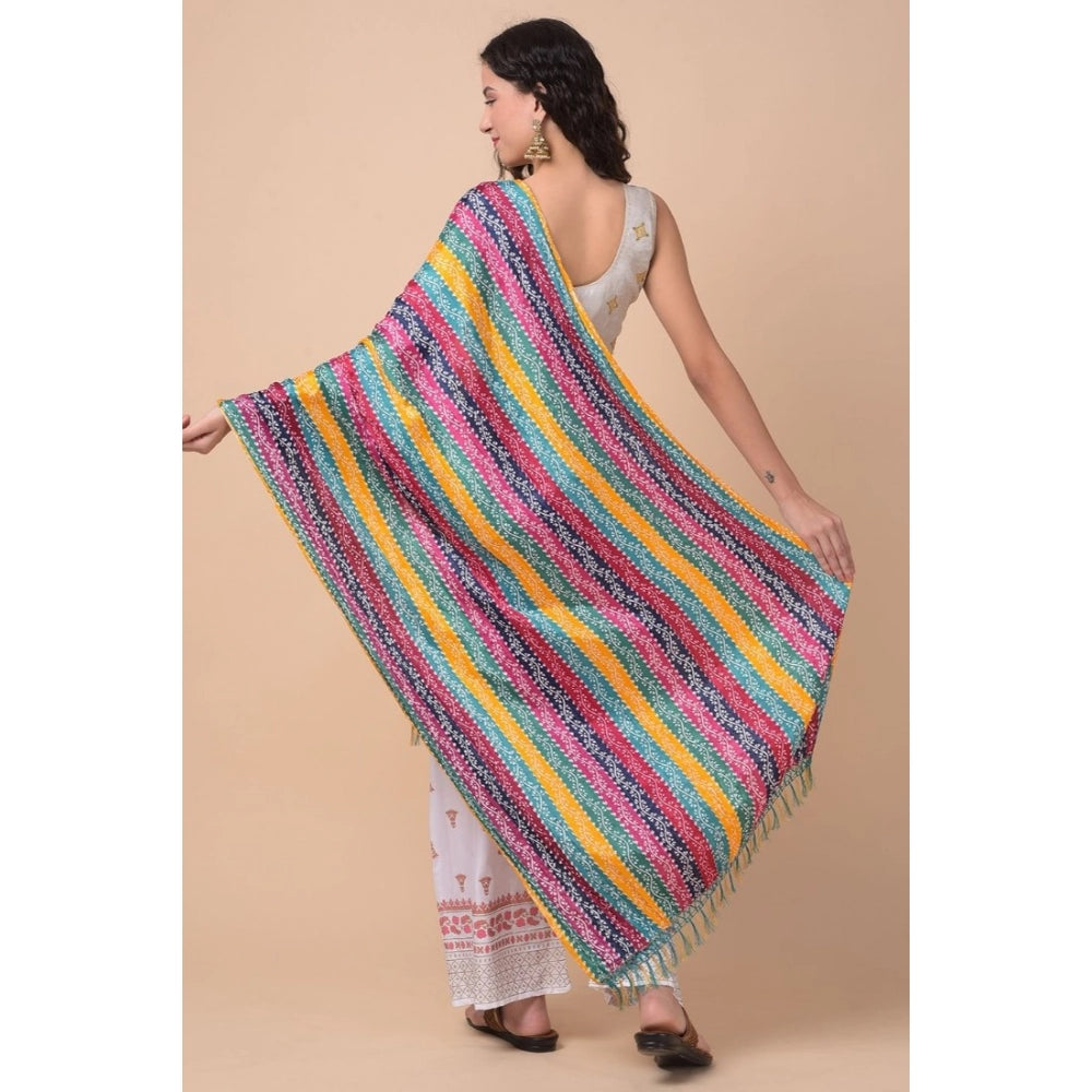 pkrkart Women's Chanderi Printed Dupatta (Multicolor, Length: 2.25 to 2.50 Mtr)