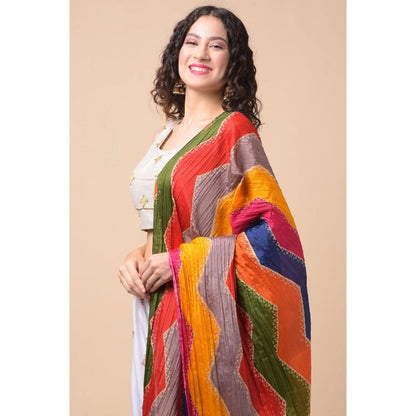 pkrkart Women's Chanderi Printed Dupatta (Multicolor, Length: 2.25 to 2.50 Mtr)