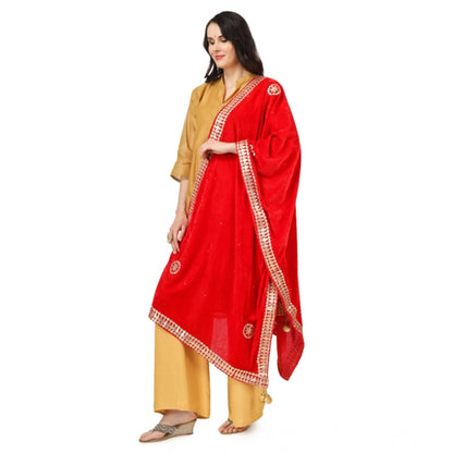 pkrkart Women's Velvet Gotta Patti Dupatta (Red, Length: 2.25 to 2.50 Mtr)