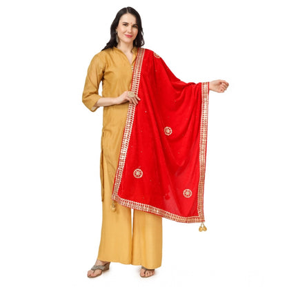 pkrkart Women's Velvet Gotta Patti Dupatta (Red, Length: 2.25 to 2.50 Mtr)