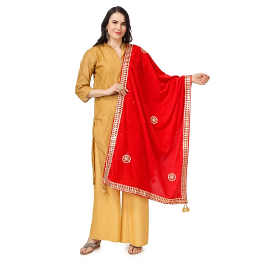 pkrkart Women's Velvet Gotta Patti Dupatta (Red, Length: 2.25 to 2.50 Mtr)