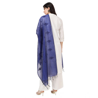 pkrkart Women's Cotton Embroidered Dupatta (Blue, Length: 2.25 to 2.50 Mtr)
