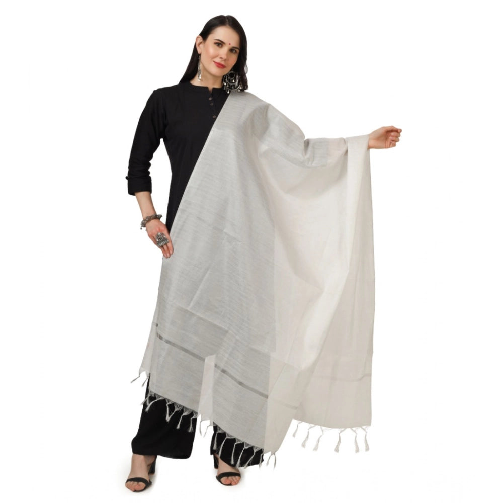 pkrkart Women's Chanderi Solid Dupatta (White, Length: 2.25 to 2.50 Mtr)