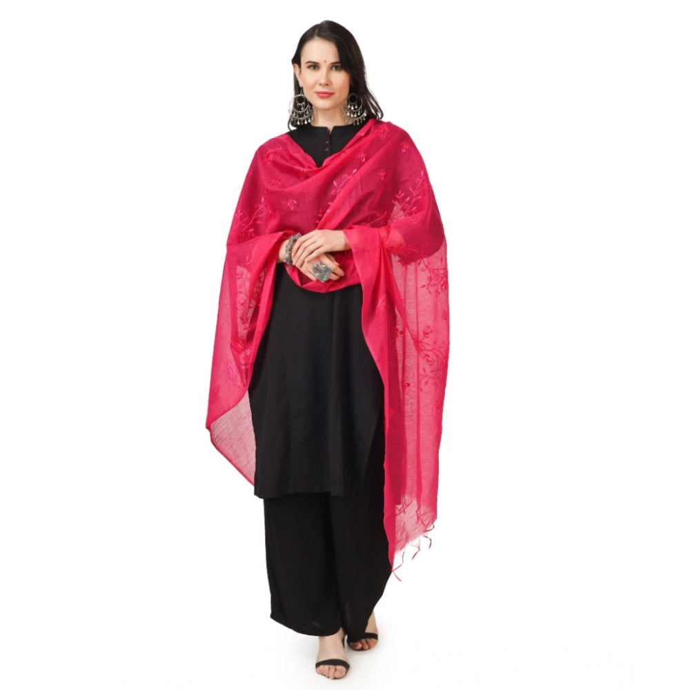 pkrkart Women's Cotton Embroidered Dupatta (Maroon, Length: 2.25 to 2.50 Mtr)