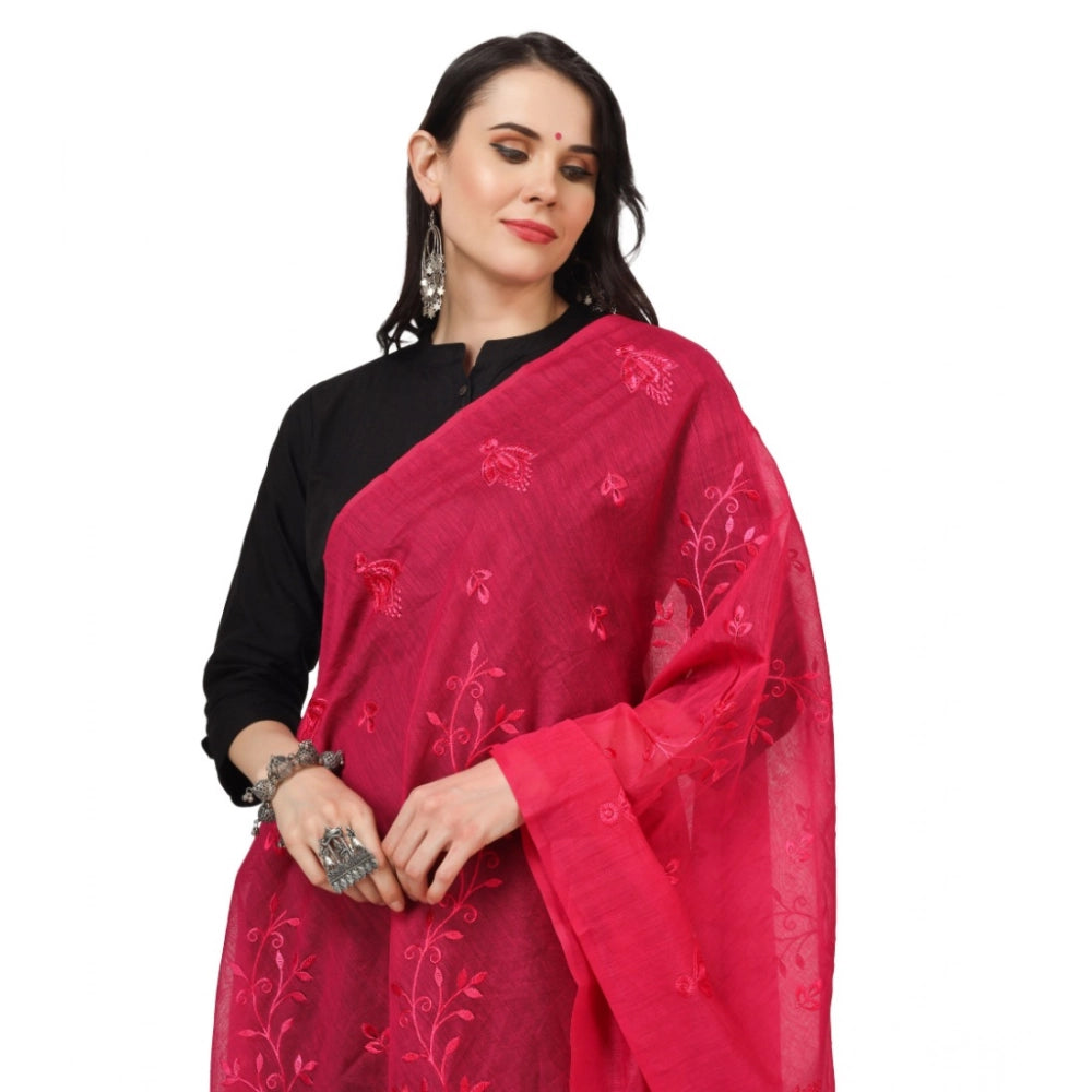 pkrkart Women's Cotton Embroidered Dupatta (Maroon, Length: 2.25 to 2.50 Mtr)